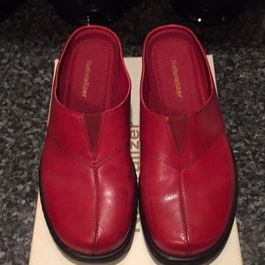 Red leather Mules